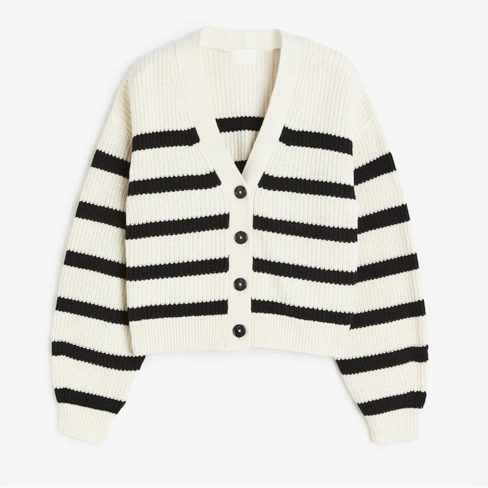 Stripe rib knit cardigan